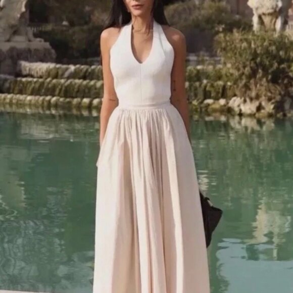 NWT ZARA RUFFLY WAIST SKIRT WHIT POCKETS - Picture 7 of 15